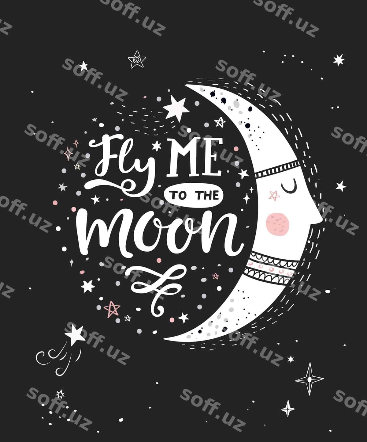 Uch meni oy monokrom poster | Fly me moon monochrome poster 1