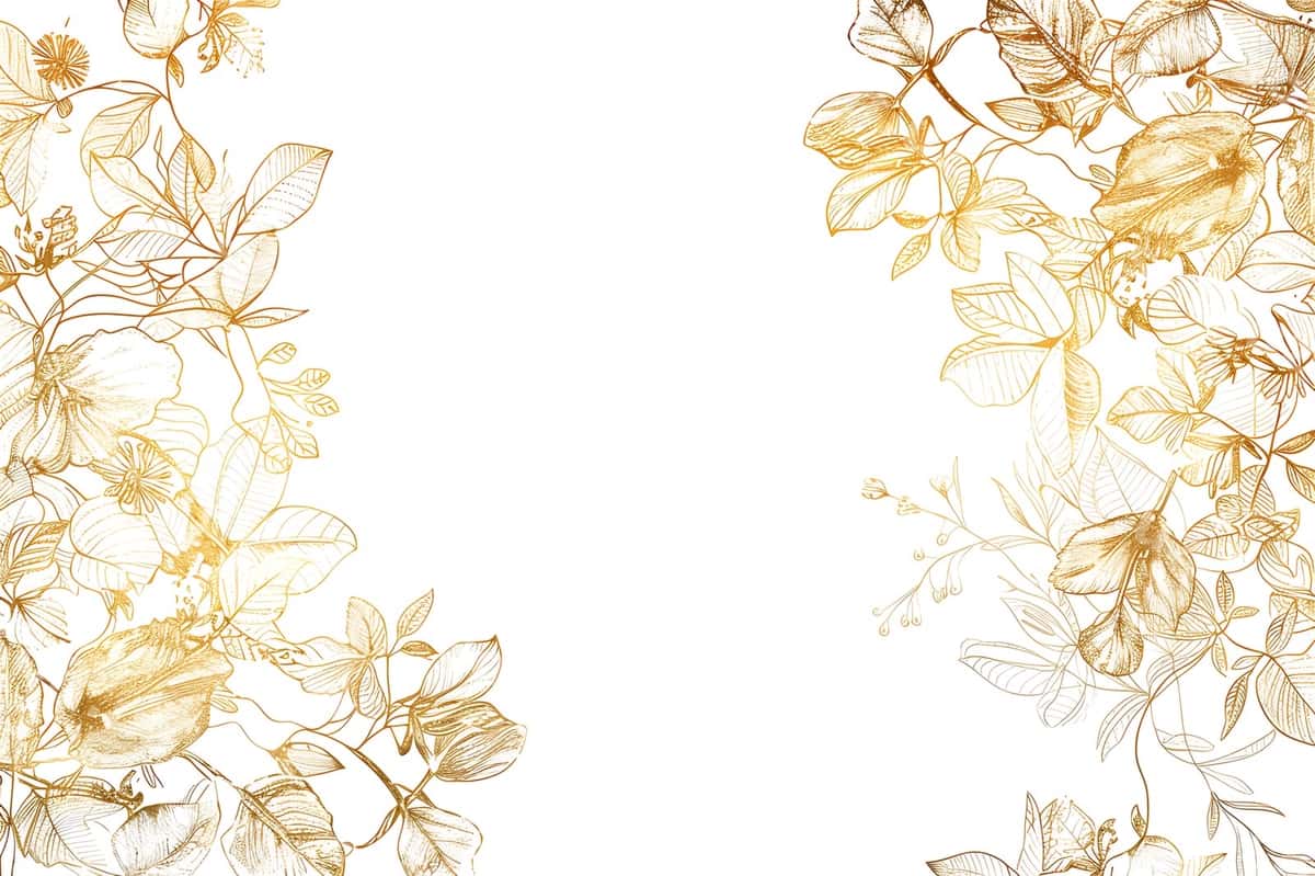 Oltin yaproq va gullar bilan freym | Frame with gold leaves flowers it 1