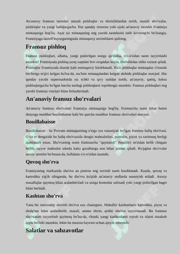Fransuz taomlari.