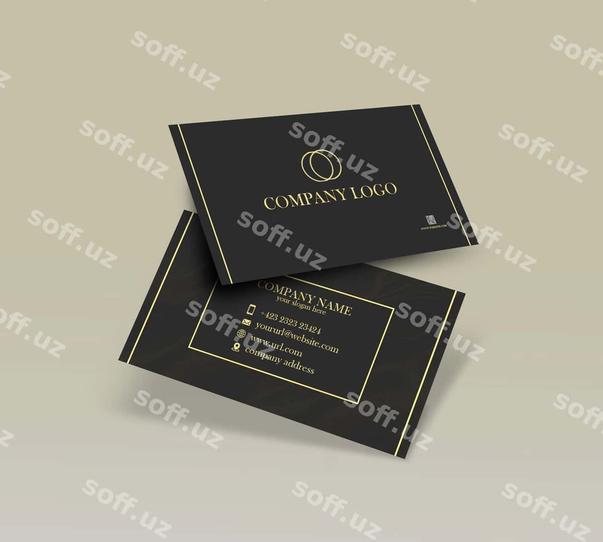 Bepul psd qora mavzuli hashamatli tashrif qog'ozi | Free psd black theme luxury business card 1