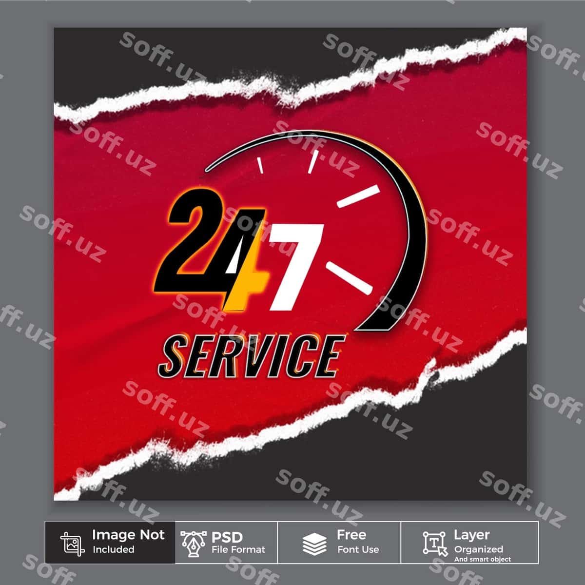 Bepul psd yigirma to'rt xizmat banner | Free psd twenty four service banner 1