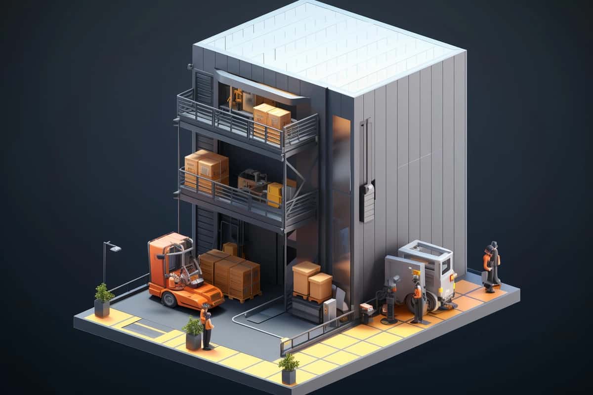 Yuk liftining izometrik qo'nishi | Freight elevator isometric landing 1