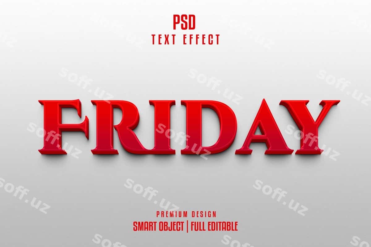 Juma tahrirlangan 3d matn effekt | Friday editable 3d text effect 1