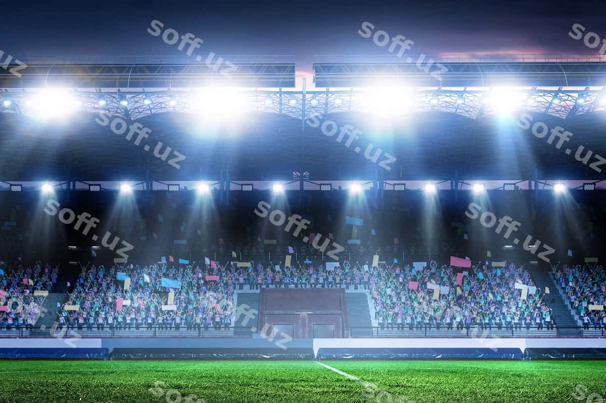 Butun kecha futbol stadiumi yoritishlari flasirlashadi. | Full night soccer arena lights flashes 1