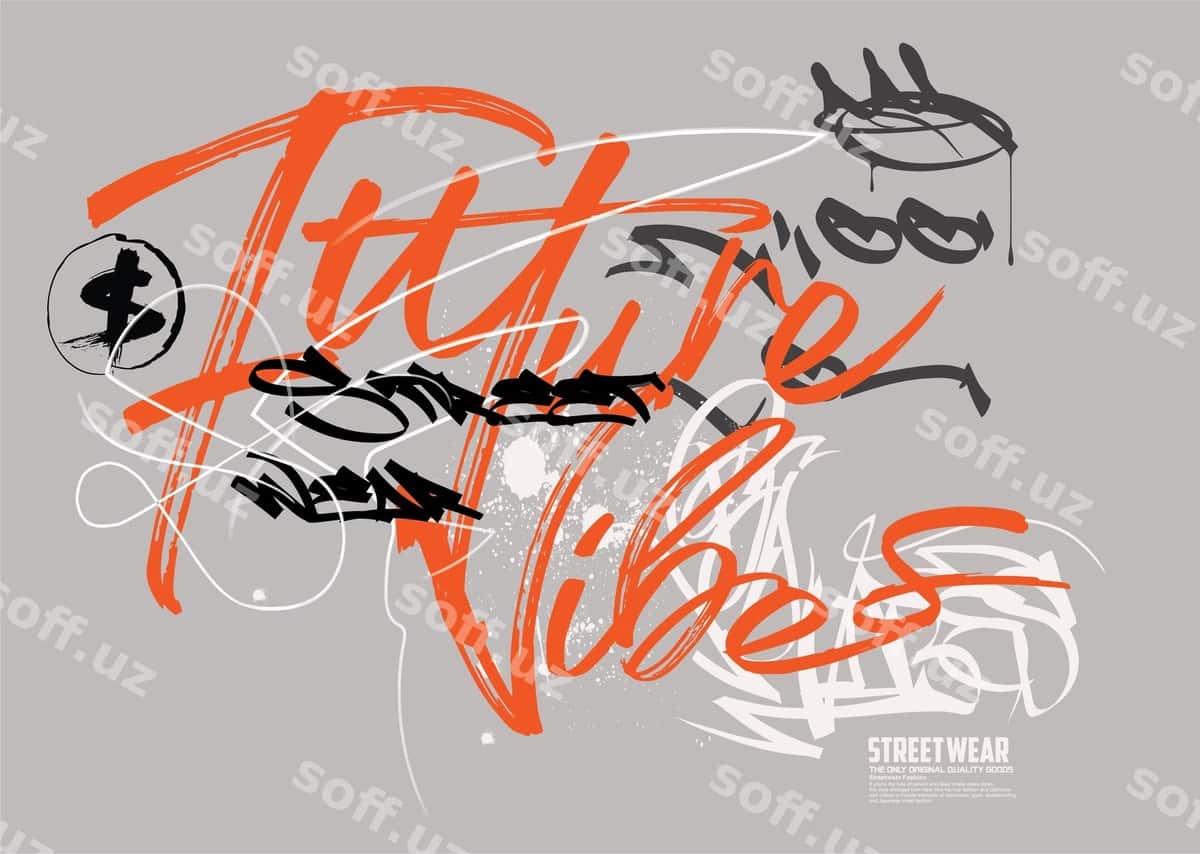 Kelajakdagi viblar ko'cha kiyimlari tipografiyasi | Future vibes streetwear typography 1