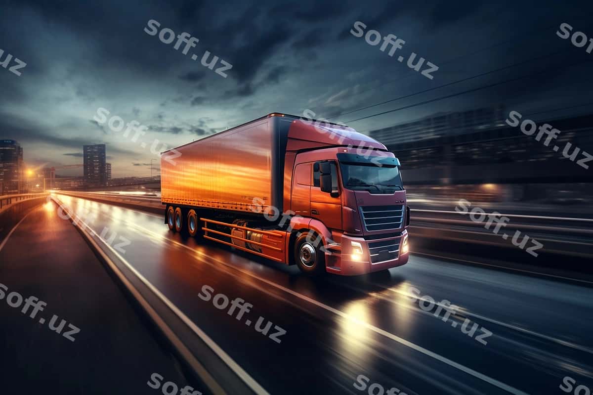 Generativ sunʼiy intellekt yuk avtomobili koʻchada tez yuguradi | Generative ai truck speeding down street 1