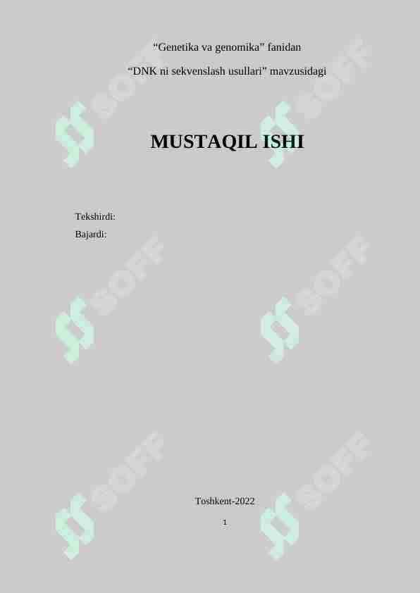 DNK ni sekvenslash usullari 1