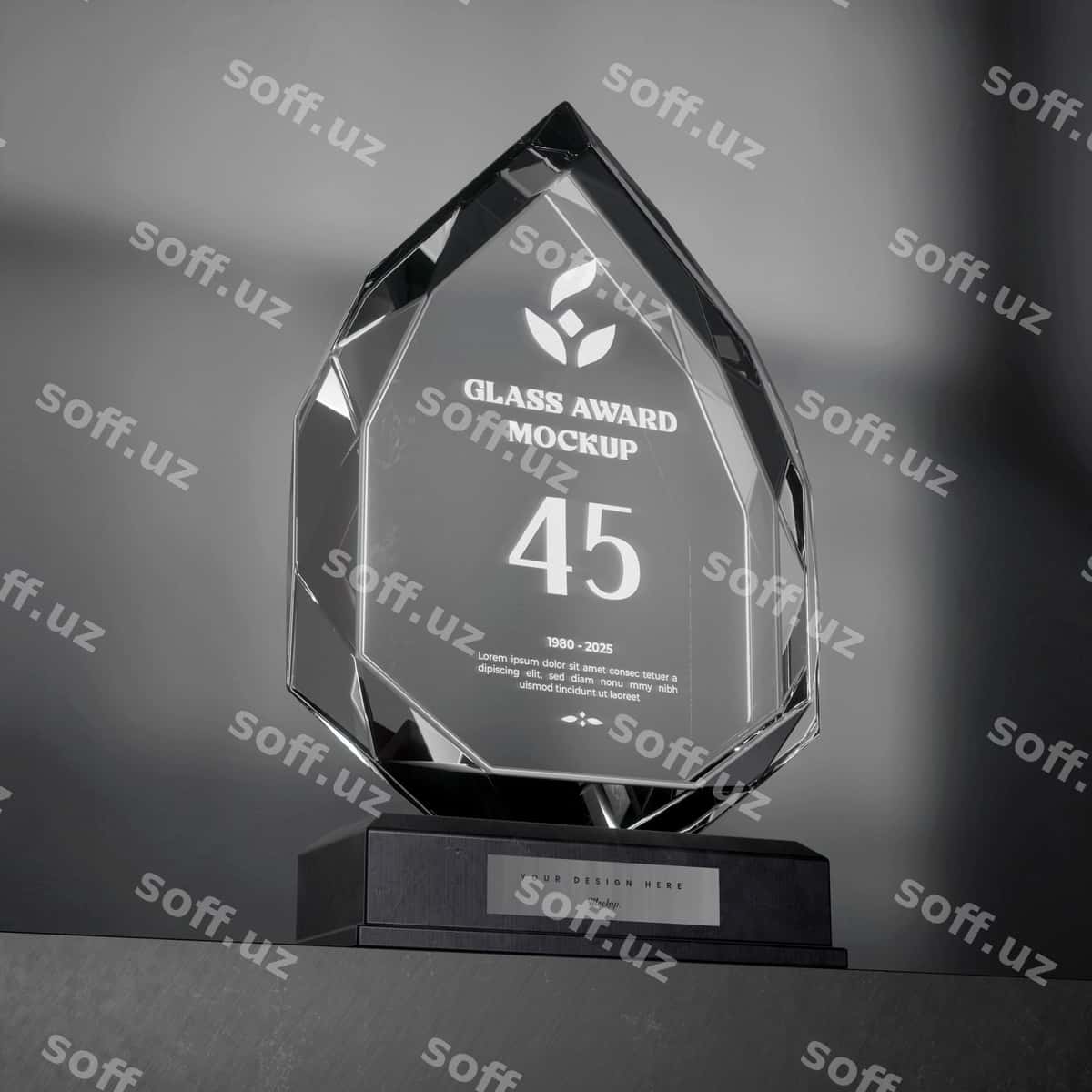 Shisha mukdori mockup dizayni | Glass trophy mockup design 1
