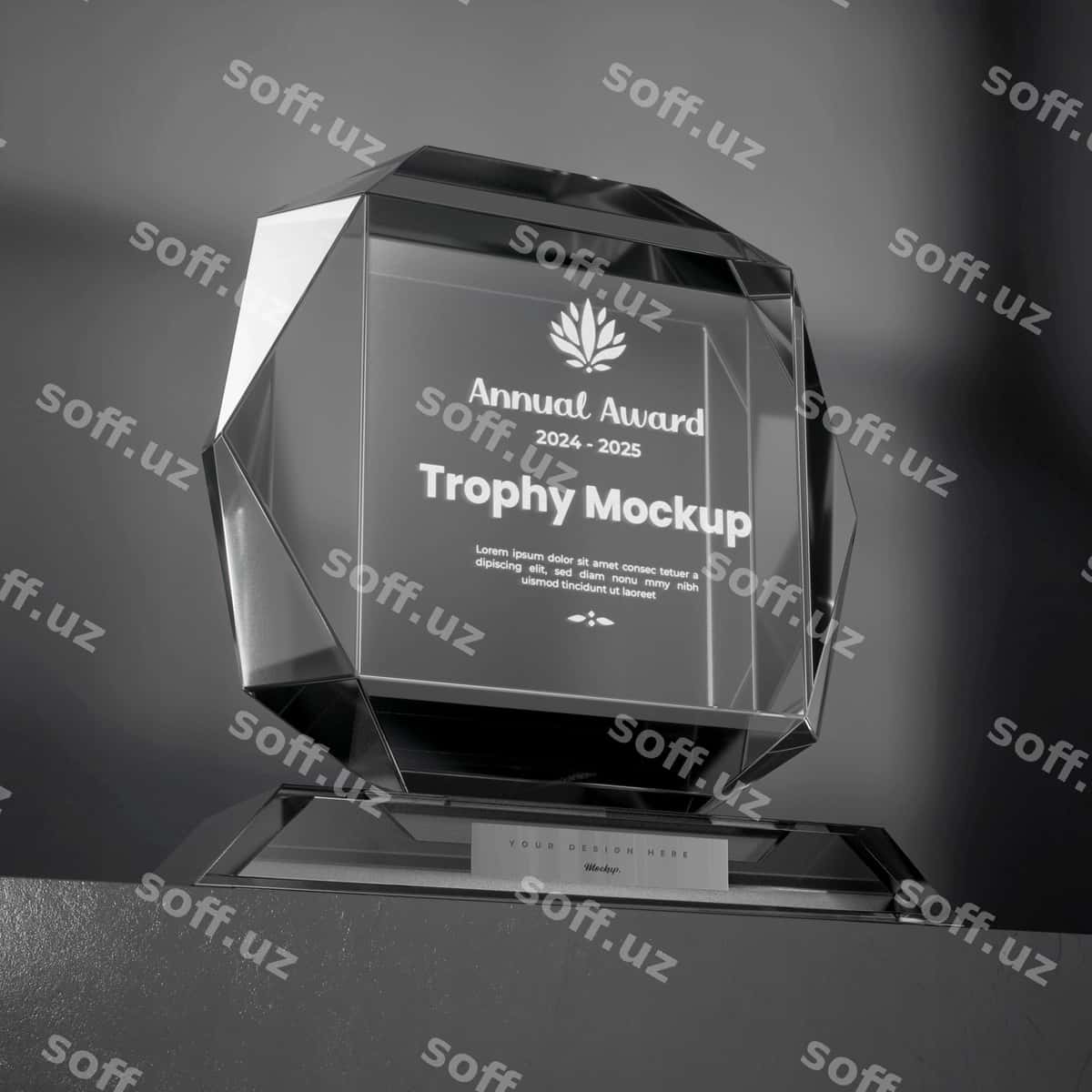 Shisha tropyasi mockup dizayni | Glass trophy mockup design 1