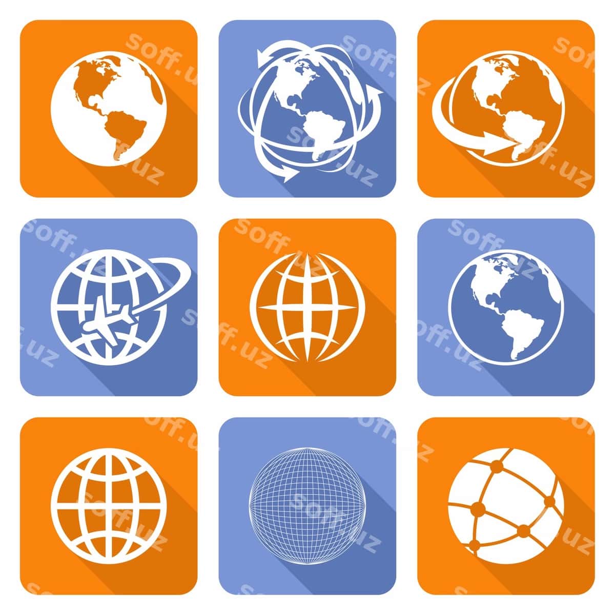 Yer globusi ikonkalar to'plami vektor illustratsiyasi | Globe earth icons set vector illustration 1
