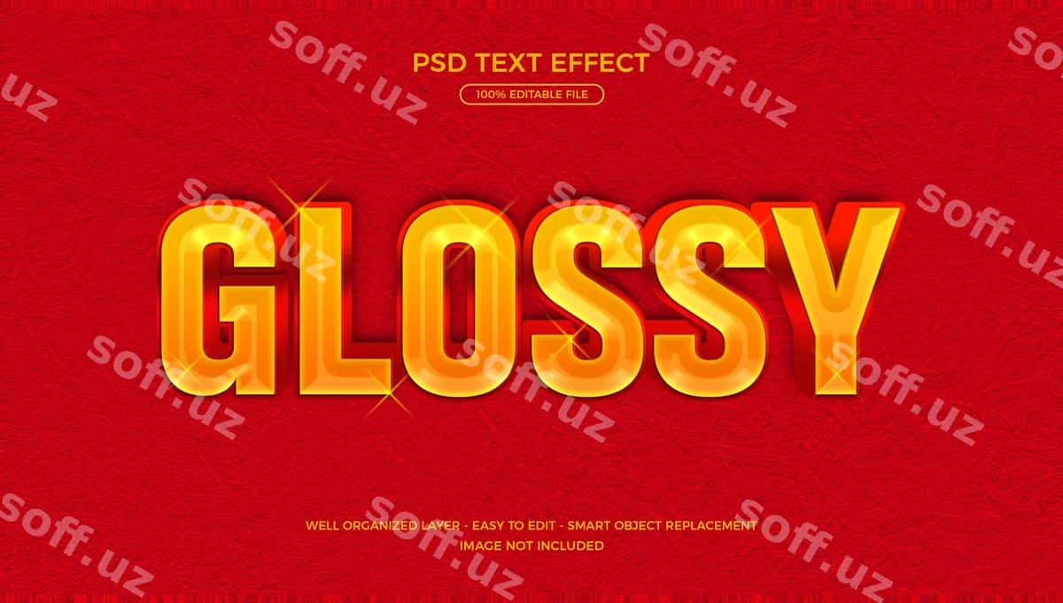 Yaltiroq tahrirlanadigan 3D matn effekti shabloni | Glossy editable 3d text effect template 1