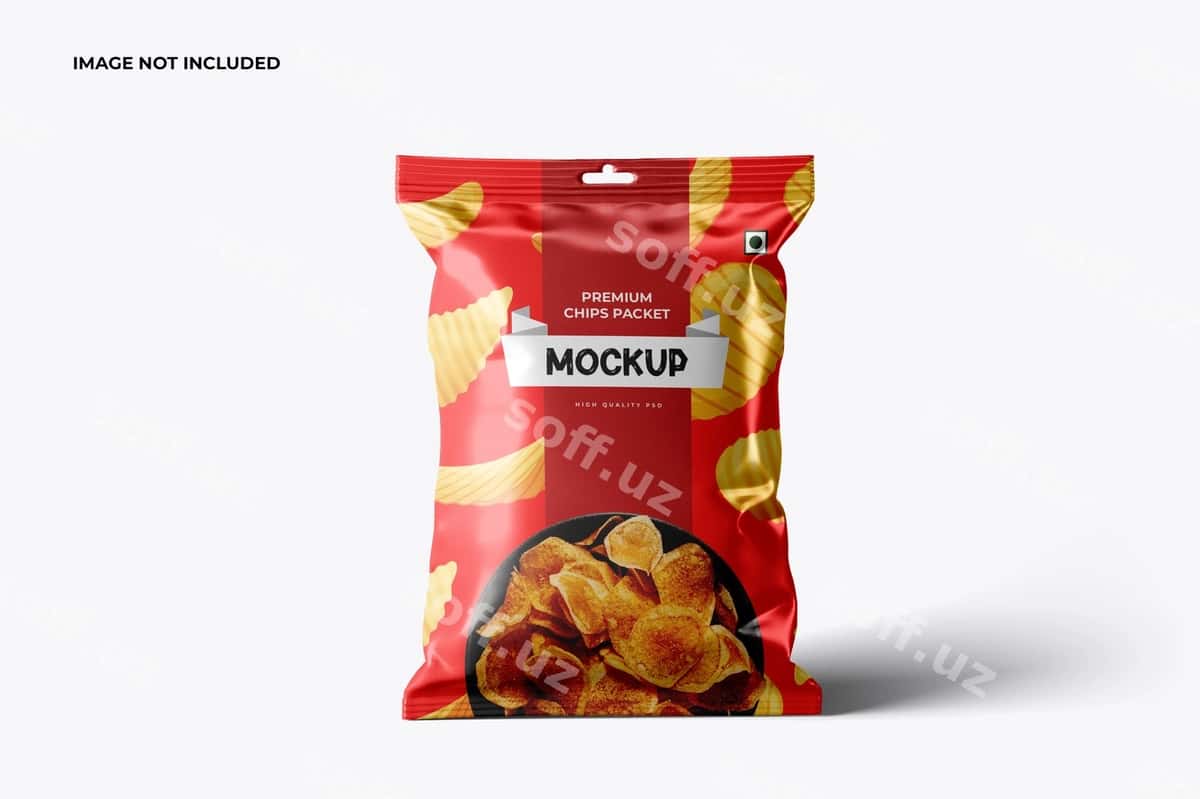 Glossy foil chips packet mockup | Glossy foil chips packet mockup 1
