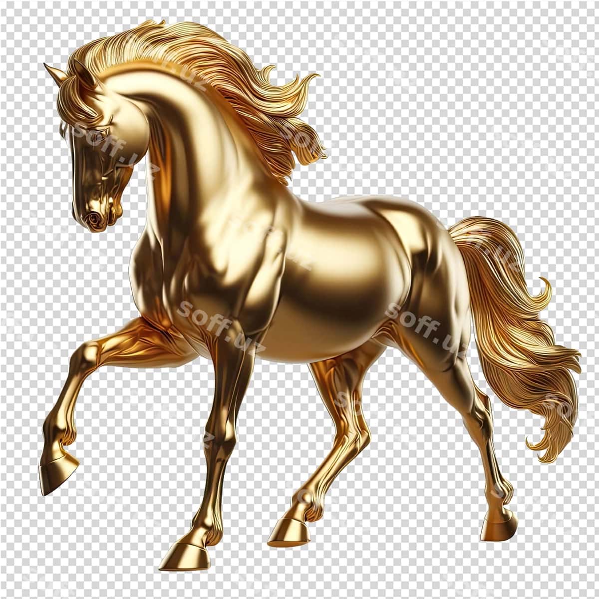 Oltin at oltin soch-dum bilan | Gold horse with gold mane tail 1