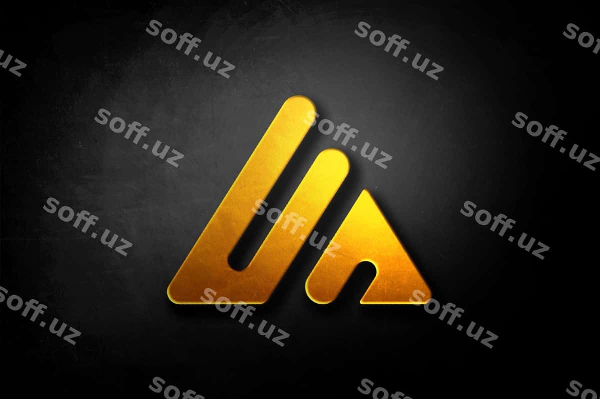 Oq soya logotip namunasi devori | Gold logo mockup wall 1