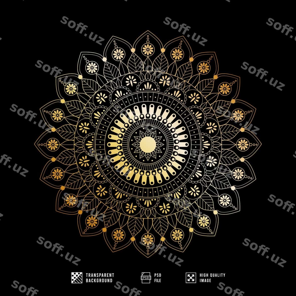 Oltin mandala bezaklari | Gold mandala ornament 1