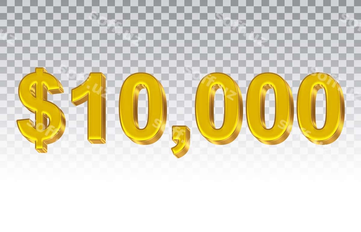 Oltin raqami 10 000 shaffof fon | Gold number 10 000 transparent background 1