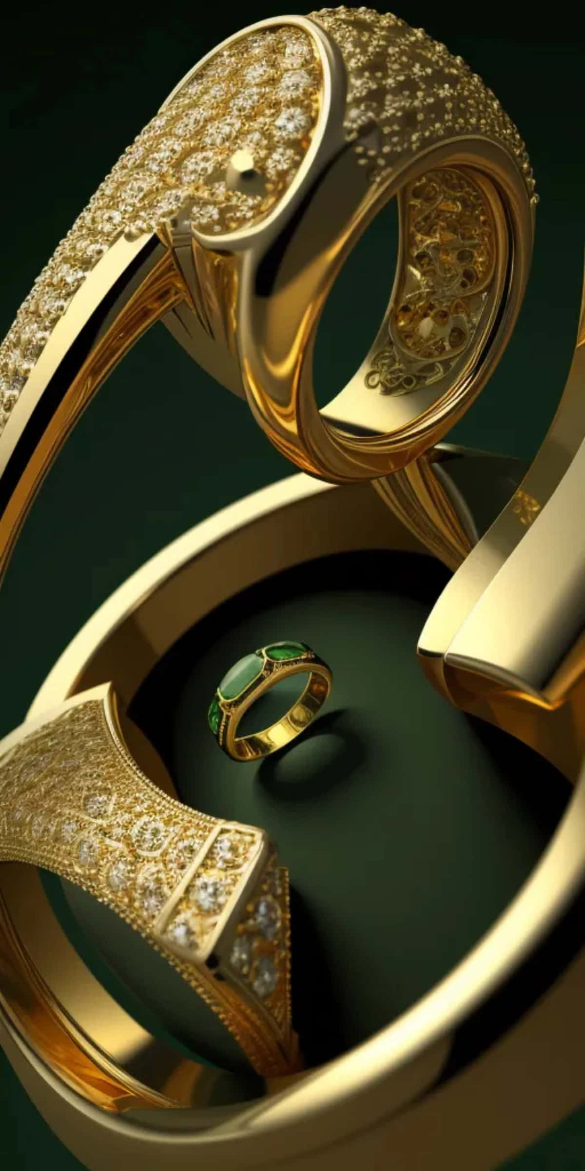 Yashil toshli oltin uzuk | Gold ring with green stone it 1
