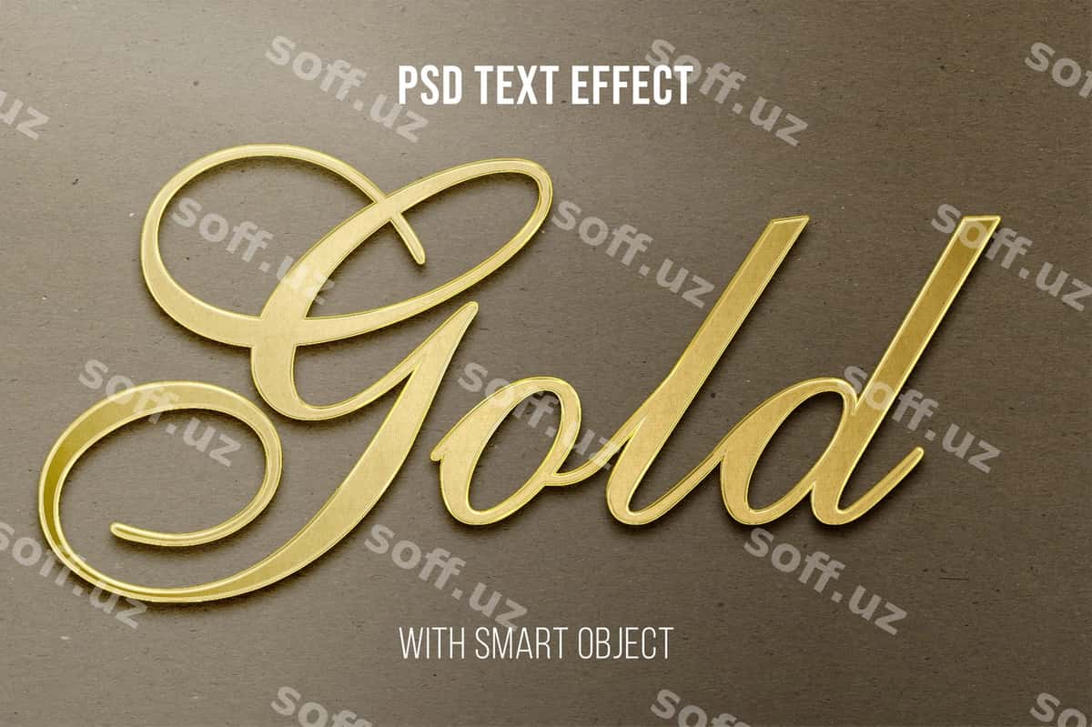 Oltin matn effekti psd aklli obyekt bilan | Gold text effect psd with smart object 1