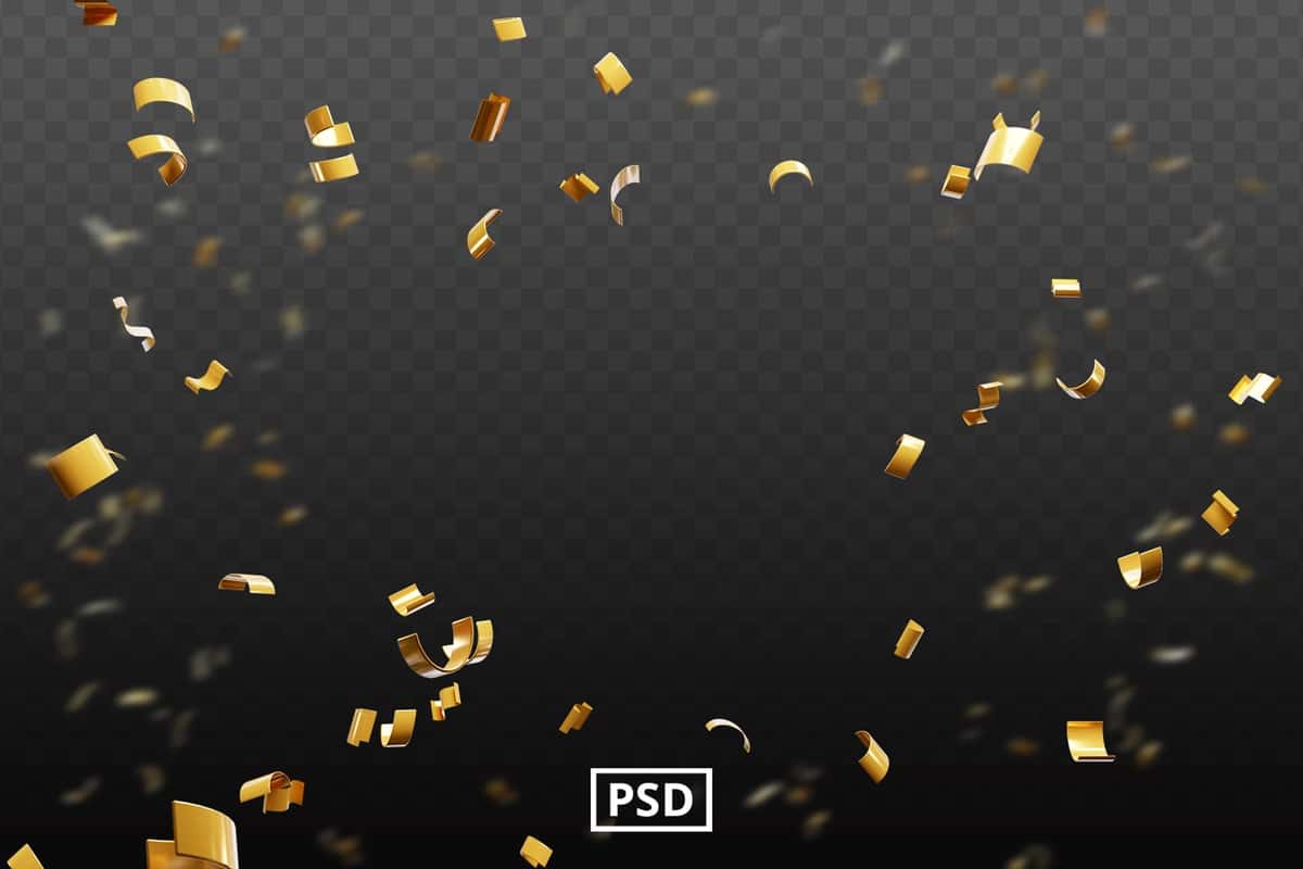 Haqiqiy oltin bayram konfeti shaffof fon oltin | Realistic gold celebration confetti transparent background golden 1