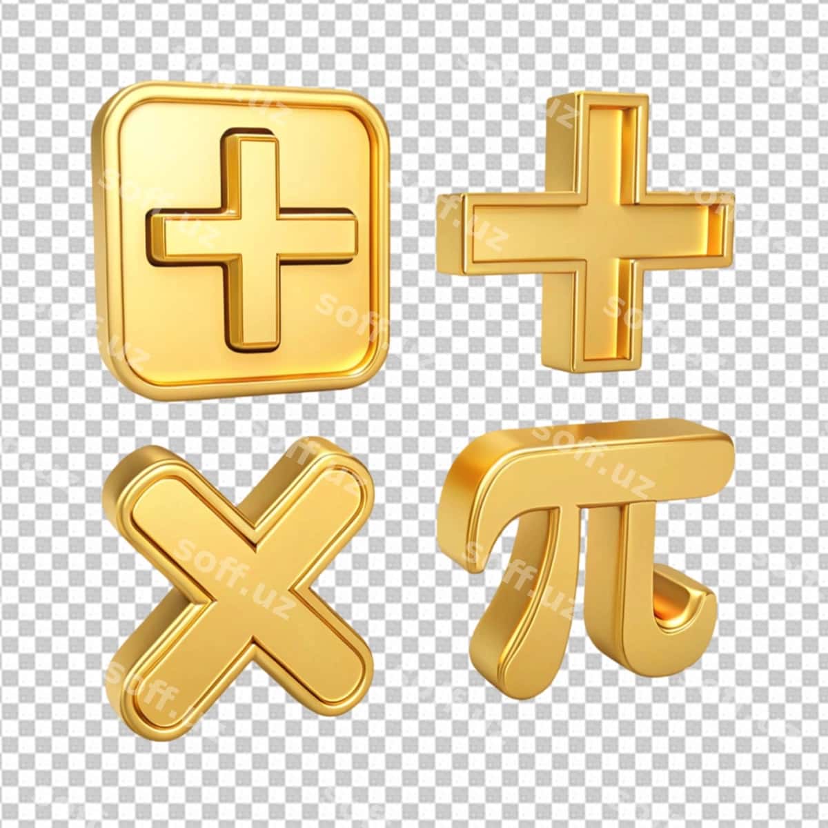 Oltin 3d matematik belgilar | Golden 3d math symbols 1