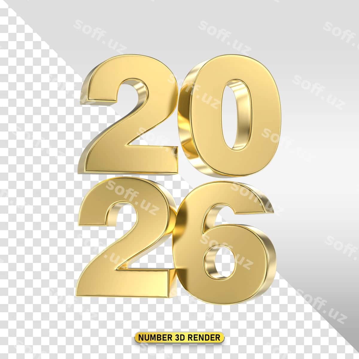 Oltin 3-o'lchovli render yil 2026 | Golden 3d render year 2026 1
