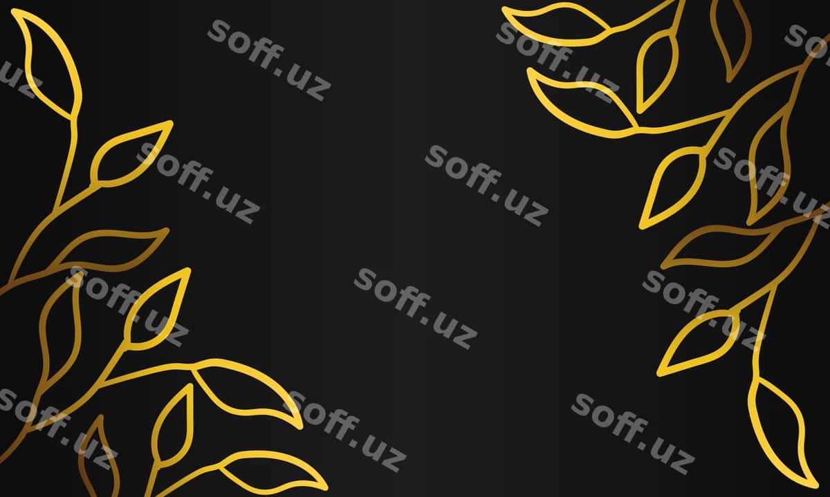 Oltin varaq bez qora orqa fonda | Golden leaf ornament black background 1