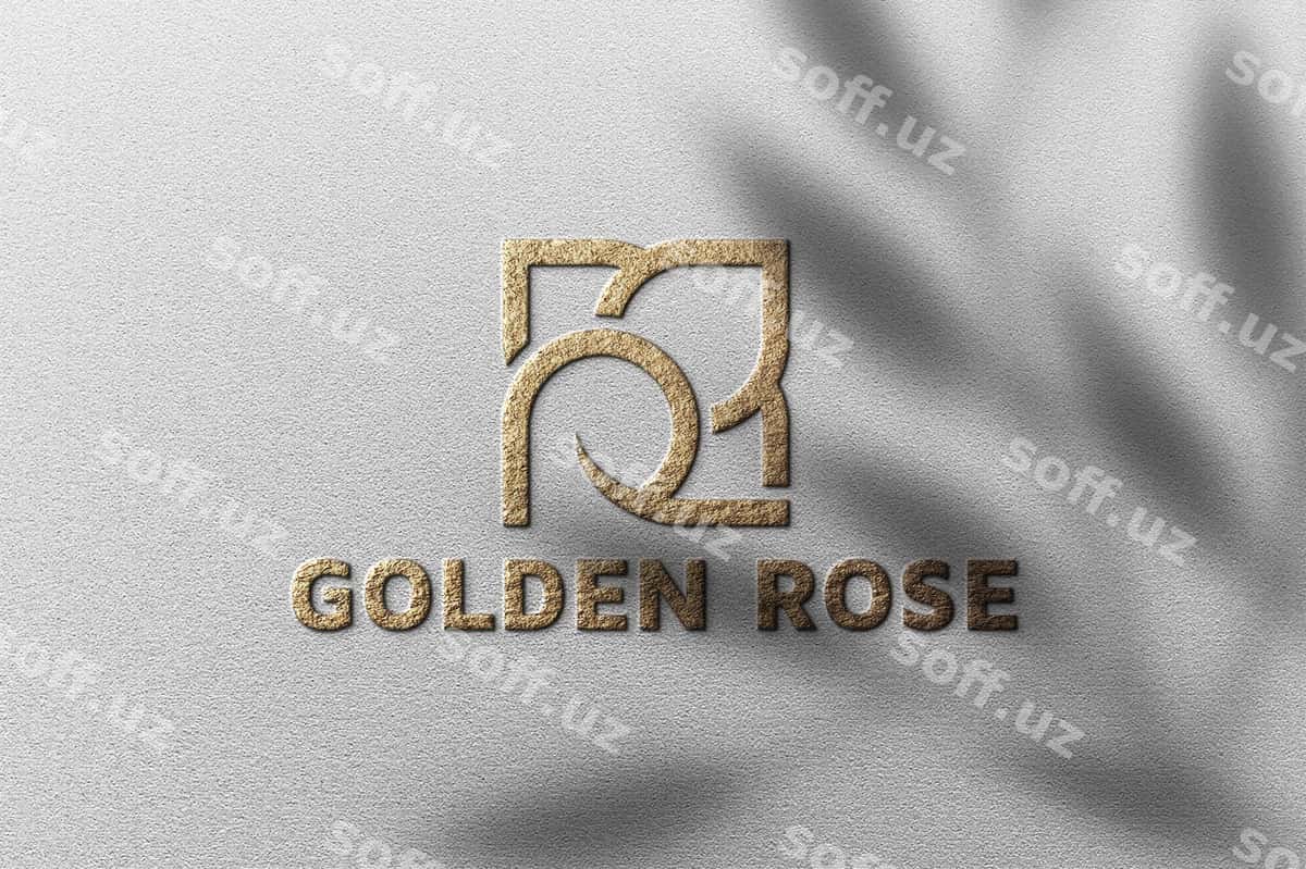 O'simlik soyasi bilan oltin logotip maketi | Golden logo mockup with plant shadow 1