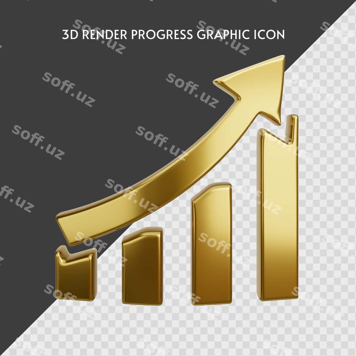 Oltin rivojlanish grafikasi ikonasi | Golden progress chart icon 1