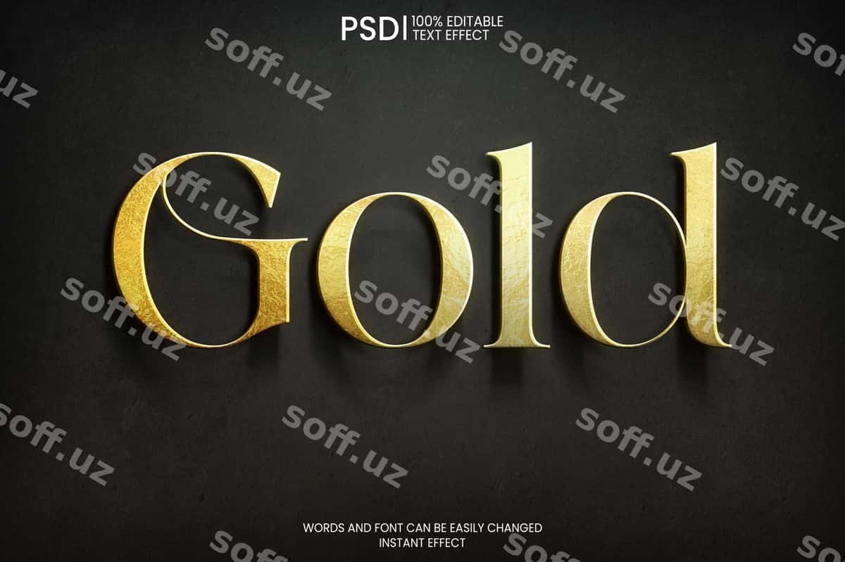 Oltin matn effekti qora orqa fonda | Golden text effect black background 1