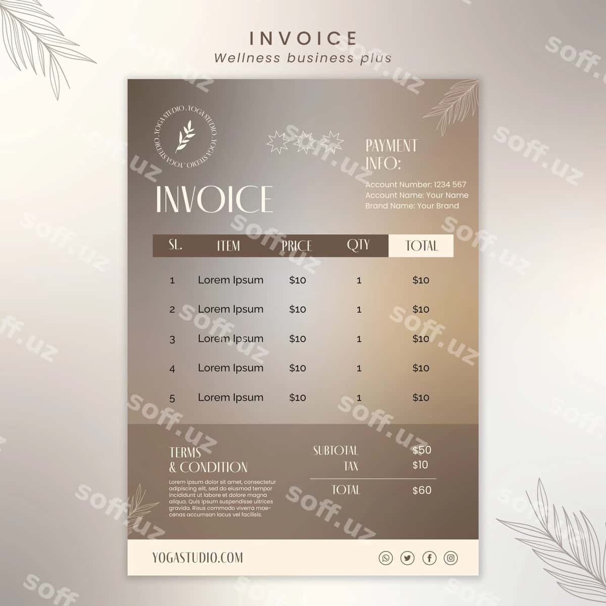 Gradient yoga dizayn shabloni | Gradient yoga design template 1