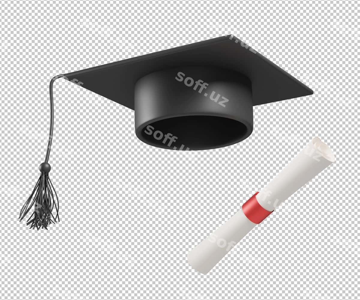 Bitiruv toga shlyapa 3d tasvir | Graduation toga hat 3d illustration 1