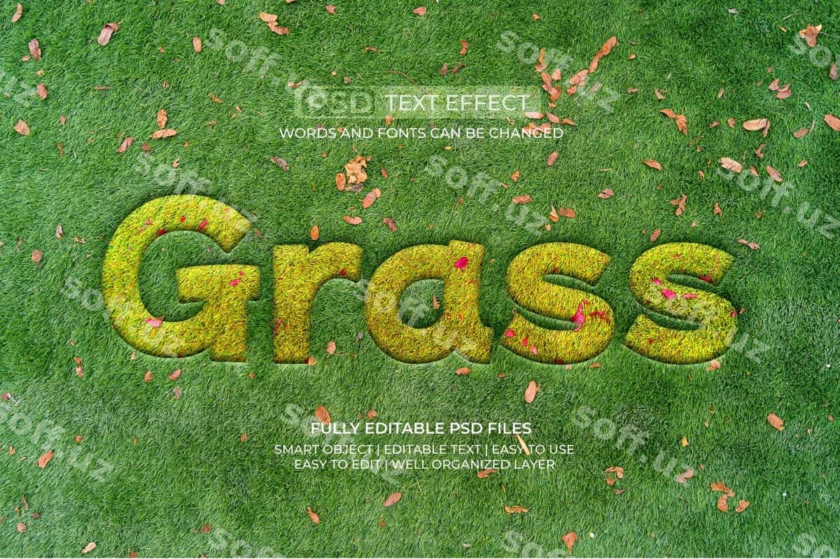 O't bargi matn effekti | Grass leaf text effect 1