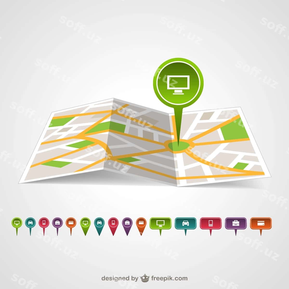 Yashil xarita pin kartasi | Green map pin map 1