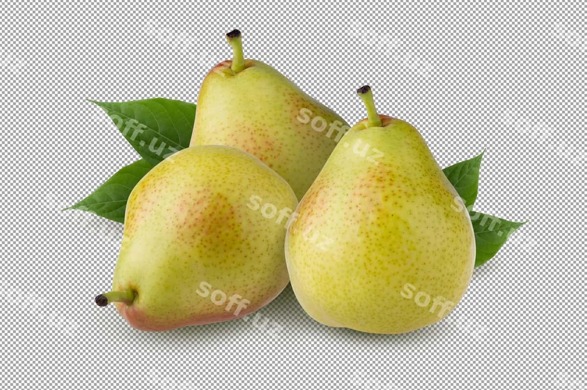 Yashil noklar ajraltirilgan oq fon | Green pears isolated white background 1