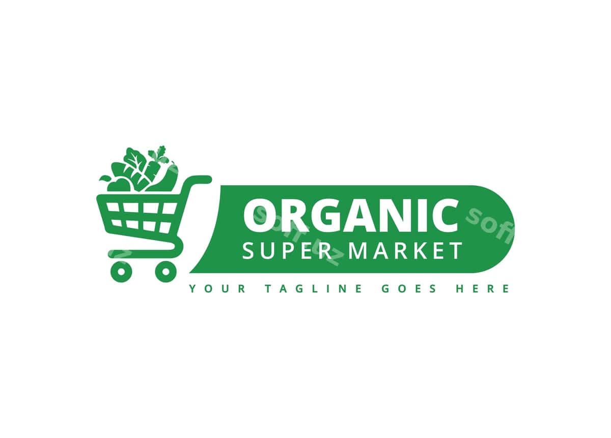 Yashil oq organik bozor logotipi | Green white logo organic market 1