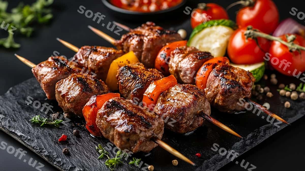 Go'shli qozonlagan sabzilar va pomidorlar | Grill with meat vegetables tomatoes it 1