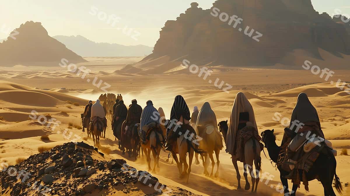 Guruh chaqaloqlar cho'lon o'tyap | Group camels are going through desert 1