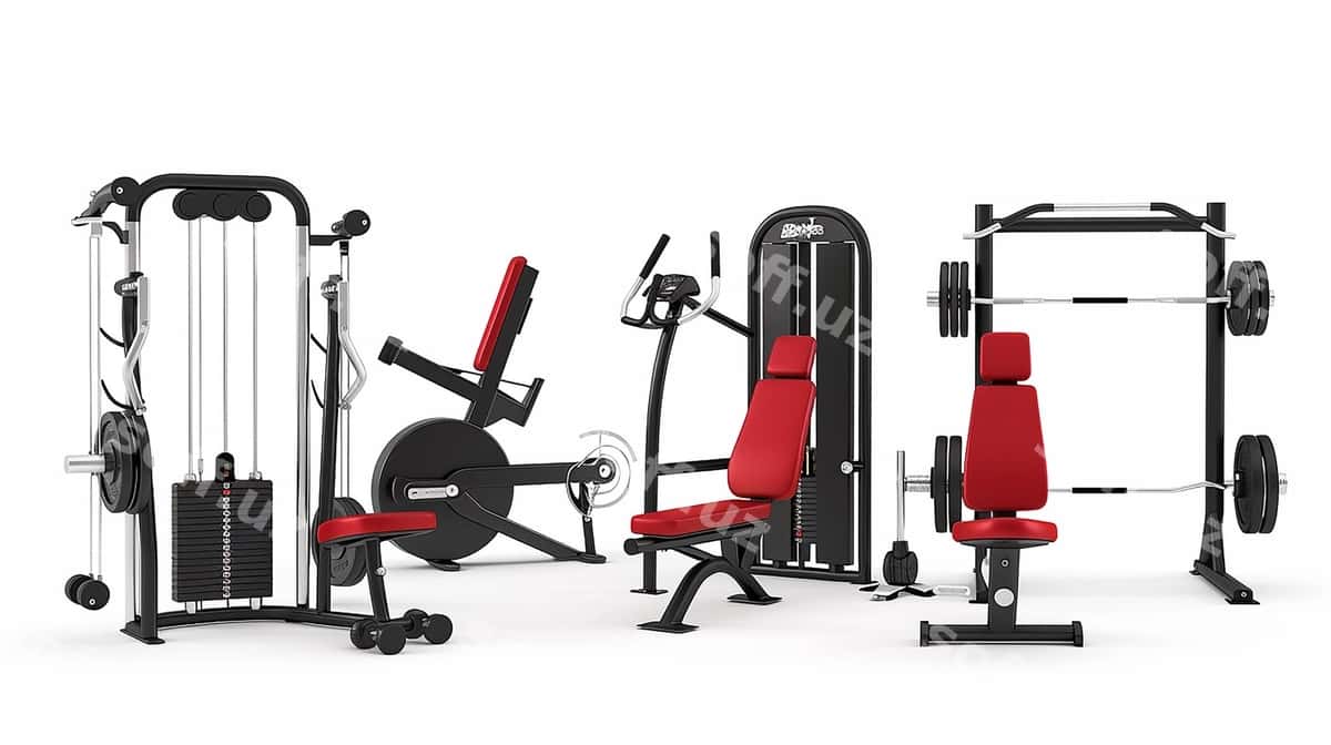 Jim jihozlari toza oq orqa fonda | Gym equipments clean white background 1