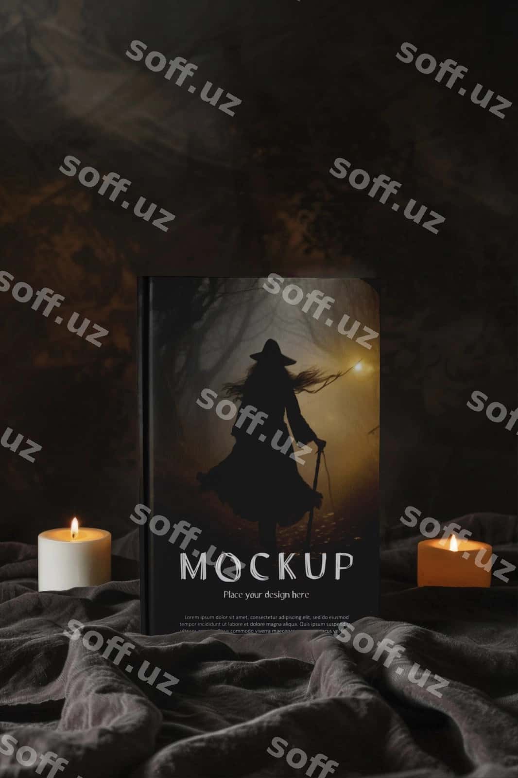 Xellouin qo'rqinchli kitobining maket dizayni | Halloween scary book mockup design 1
