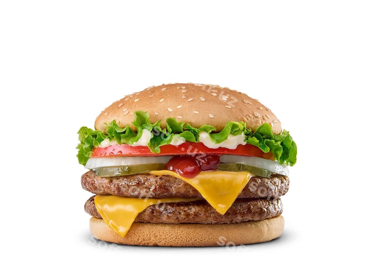 Gamburger davrang oq qora fona | Hamburger isolated white 1