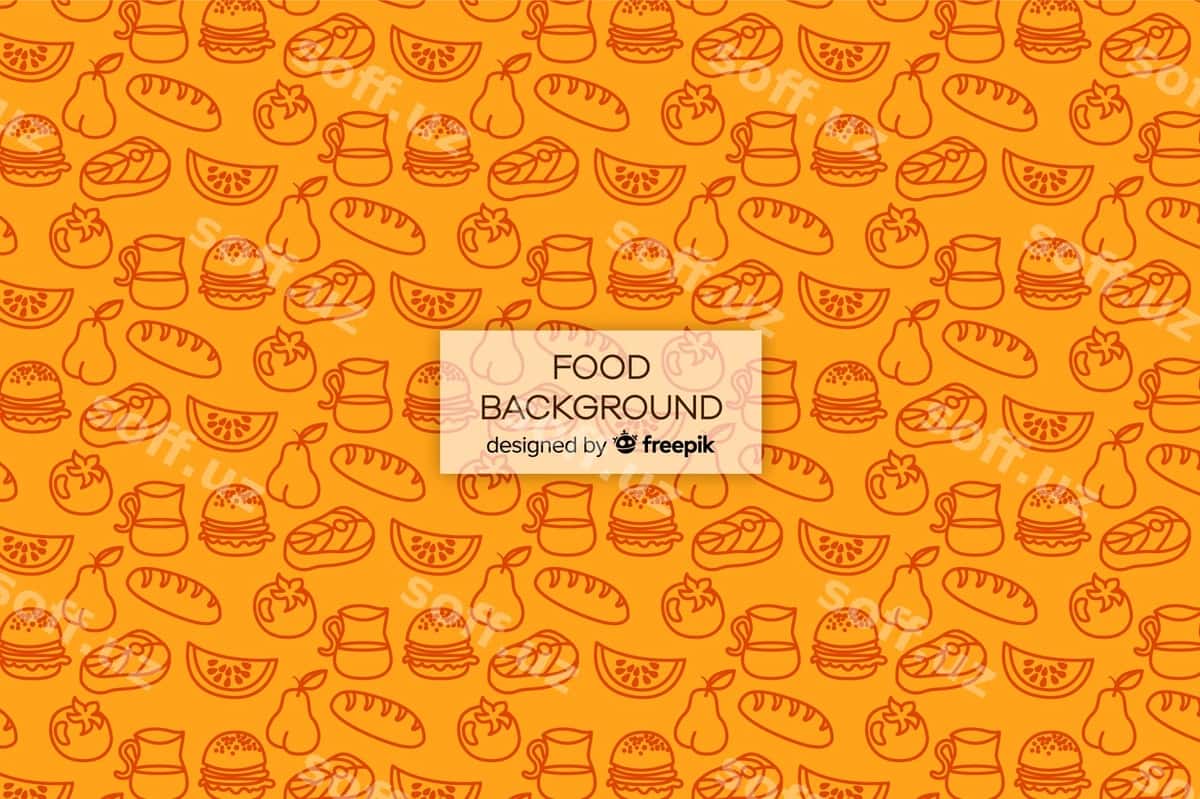 Qozib chizilgan ovqat foni | Hand drawn food background 1