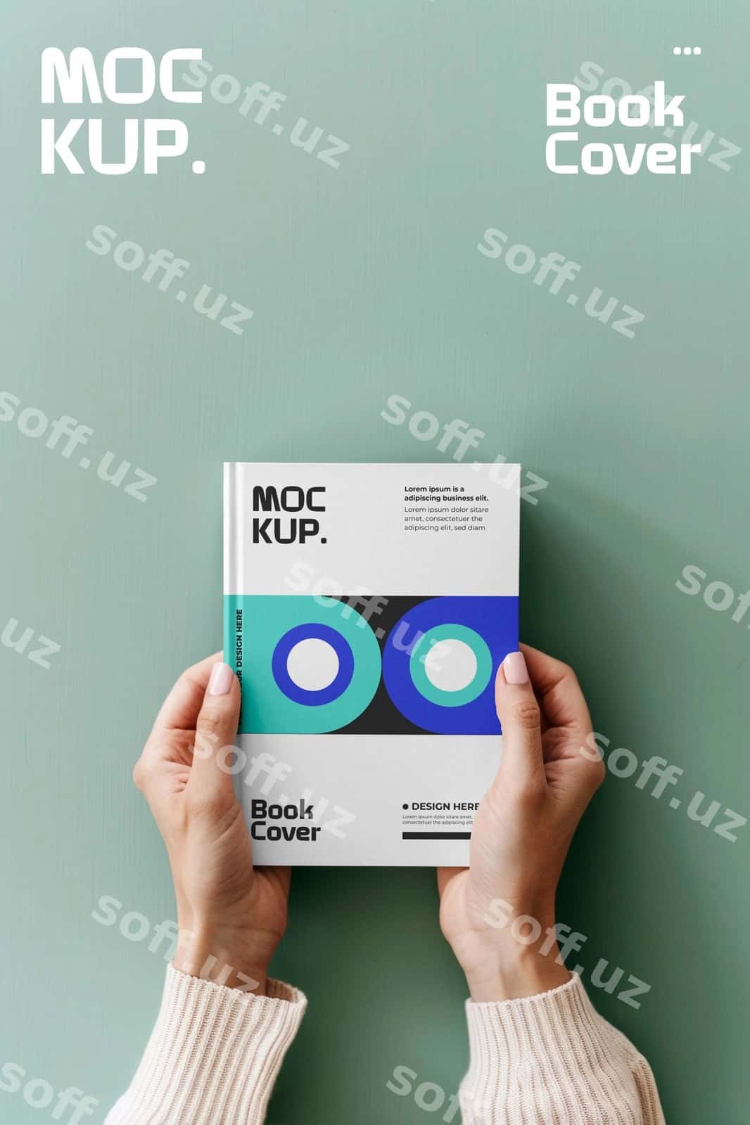Qoliq tutgan qog'oz muqovali kitob namunasi | Hand holding paperback book mockup 1
