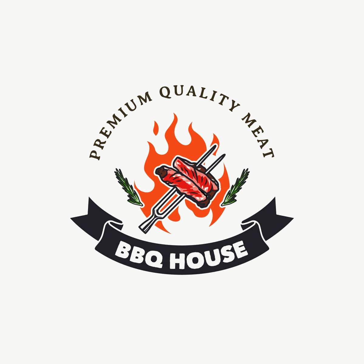 Qo'lda chizilgan vintage barbekyu uyi logotipi nishoni | Hand drawn vintage barbeque house logo badge 1