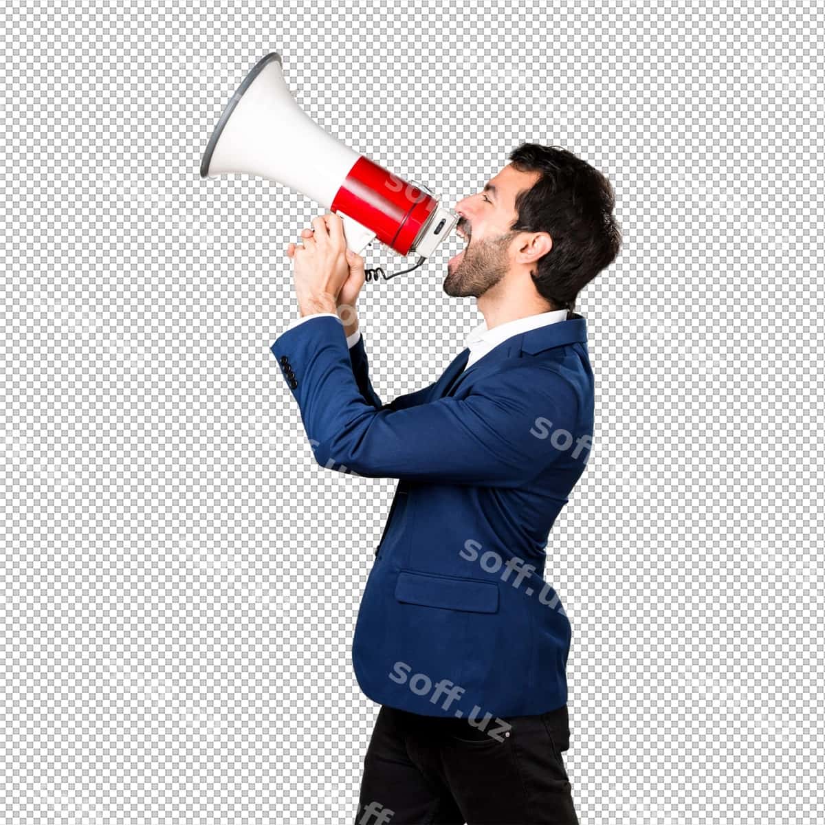 Chiroyli yigit megafon orqali qichqirmoqda | Handsome man shouting by megaphone 1
