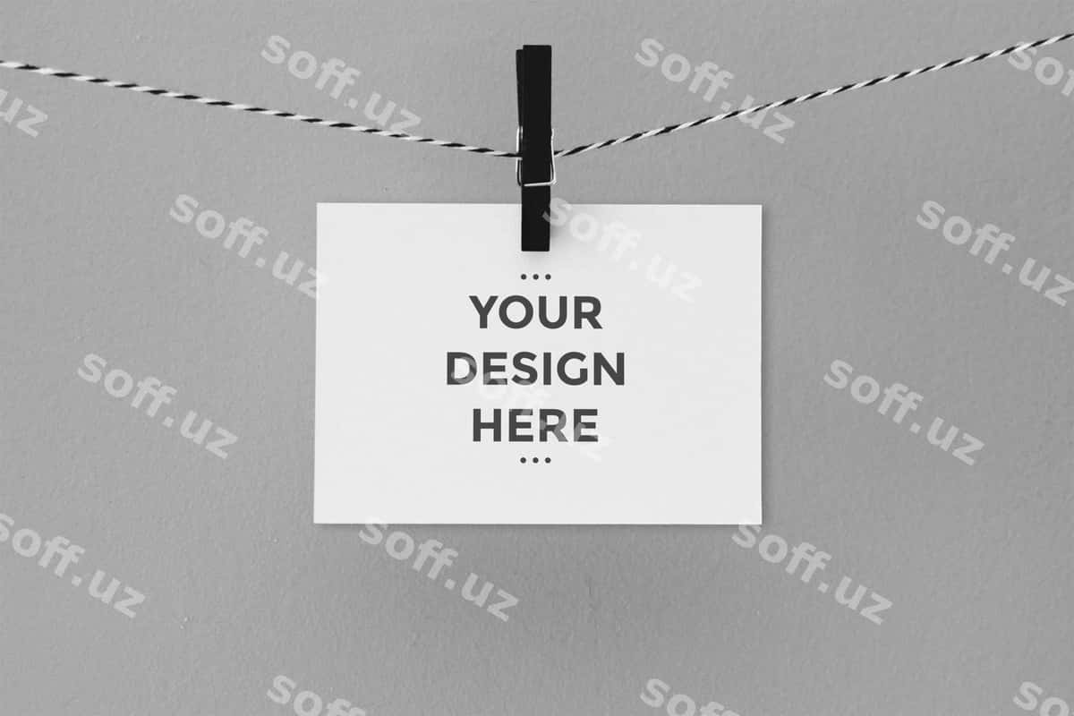 Asib turgan kartochka namunasi | Hanging card mockup 1