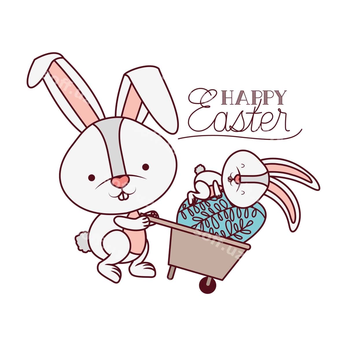 Baxtiyor Paskalya yorliq tuxum ajraltirilgan ikon | Happy easter label with egg isolated icon 1