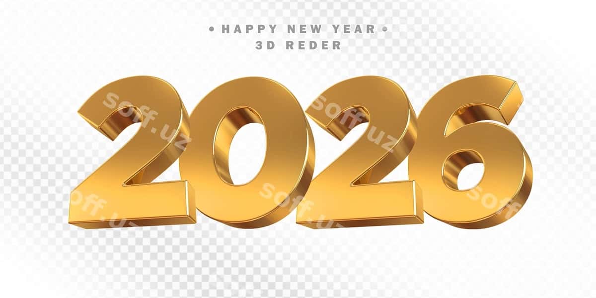 Baxtsiz yangi yil 2026 oltin 3d render | Happy new year 2026 golden 3d render 1