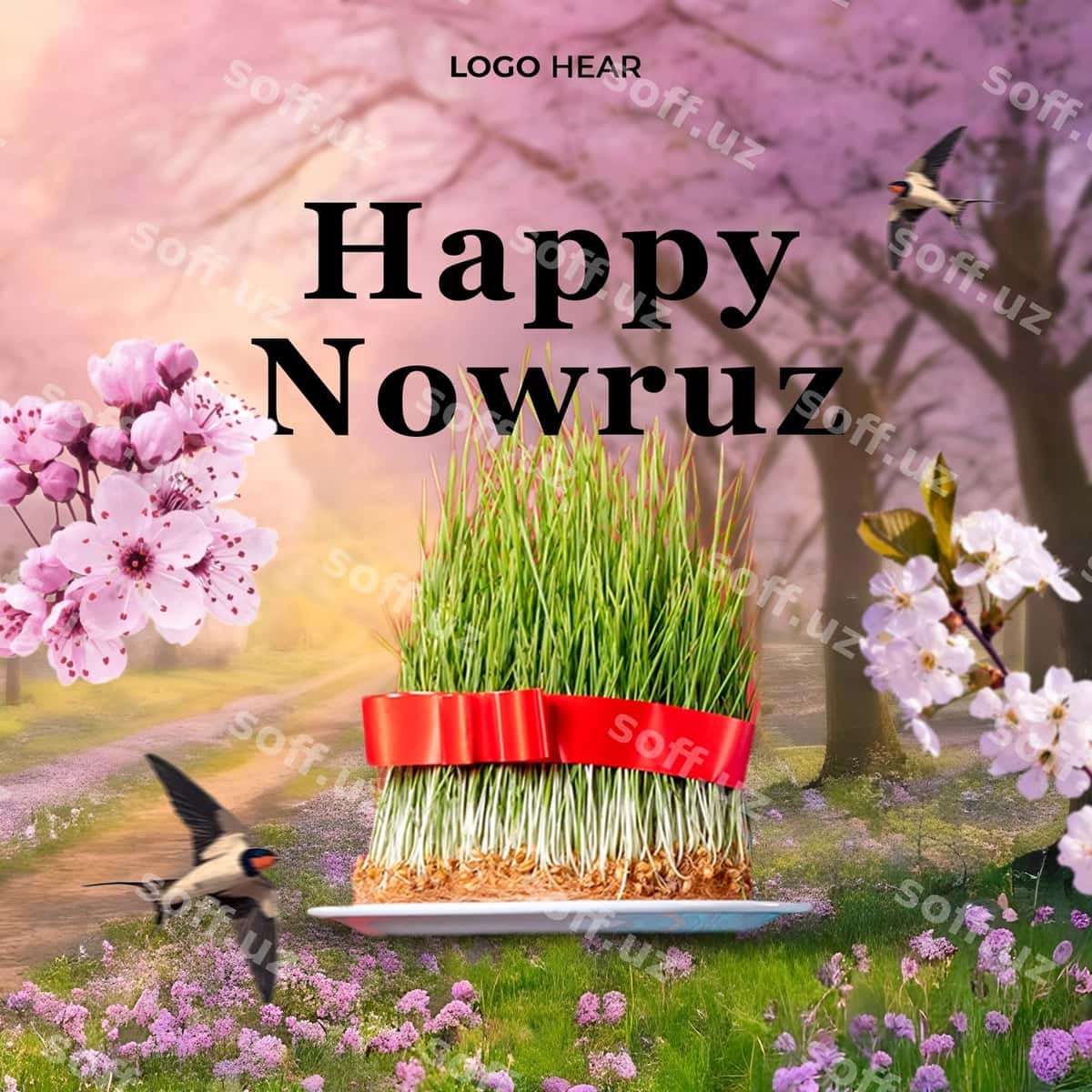 Baxromli Navroʻz bayrami psd post | Happy nowruz holiday psd post 1