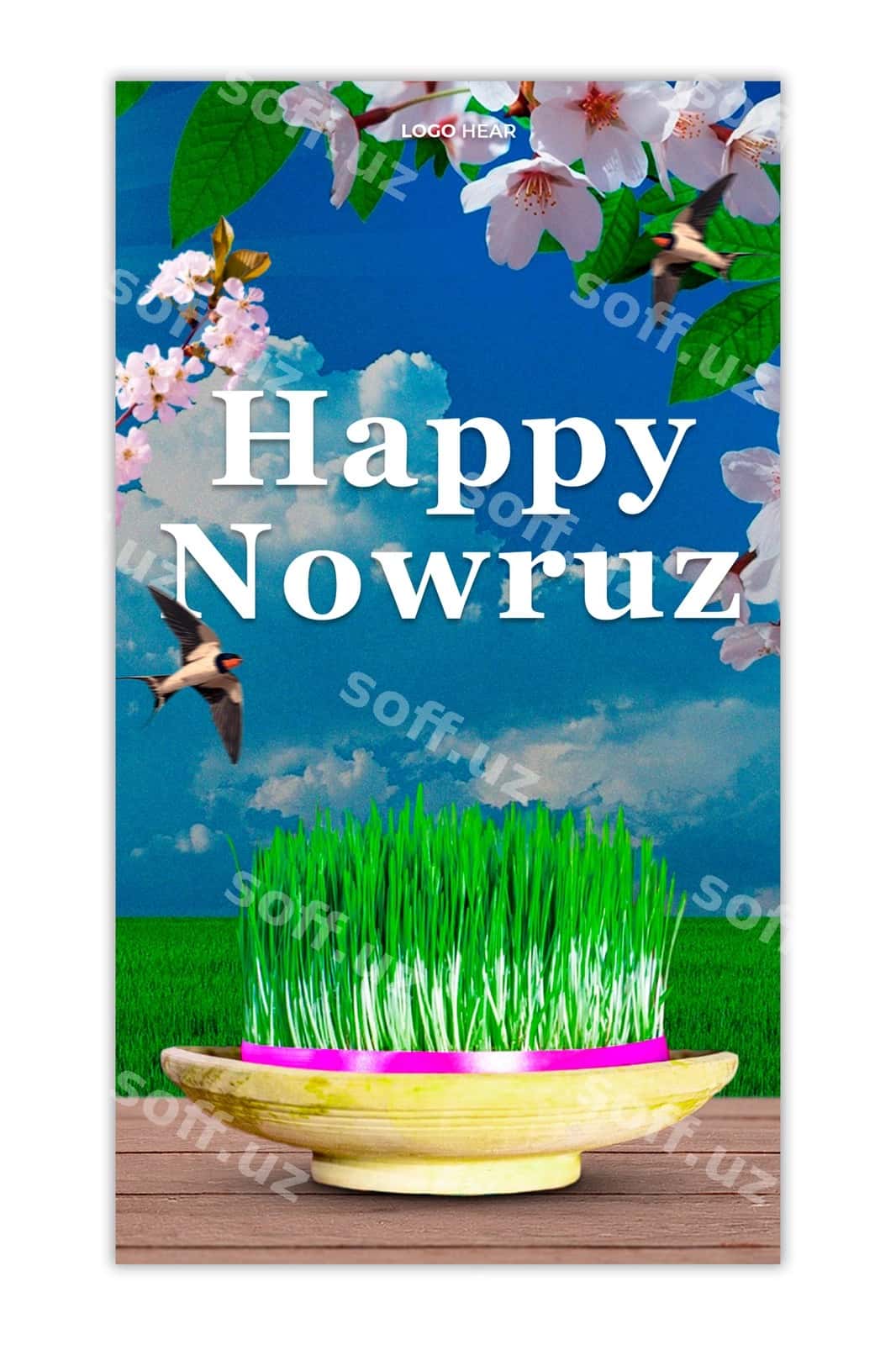 Baxromli Navro'z bayrami psd post | Happy nowruz holiday psd post 1