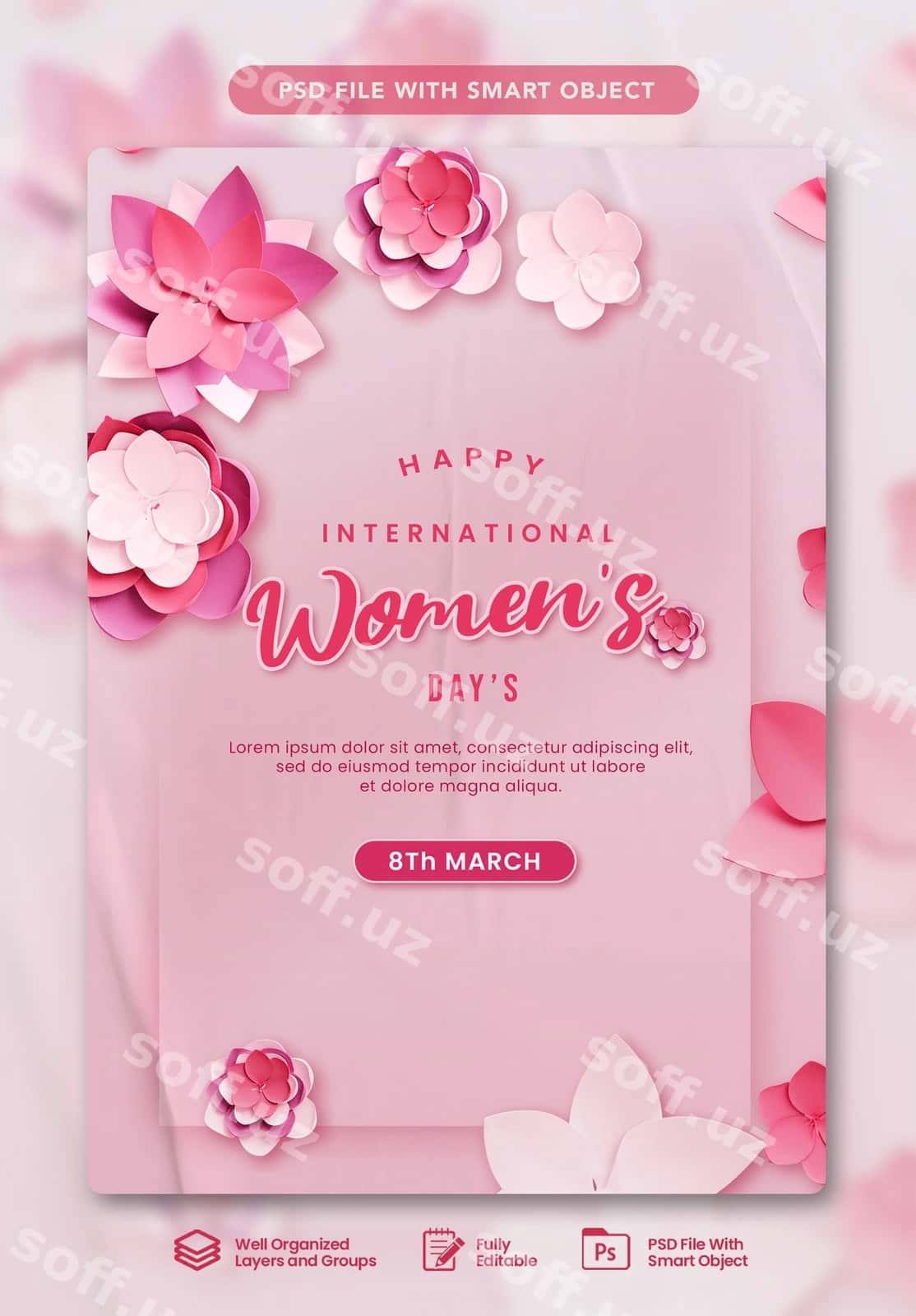 Baxromli Ayollar Kuni Kartochkasi | Happy womens day card 1